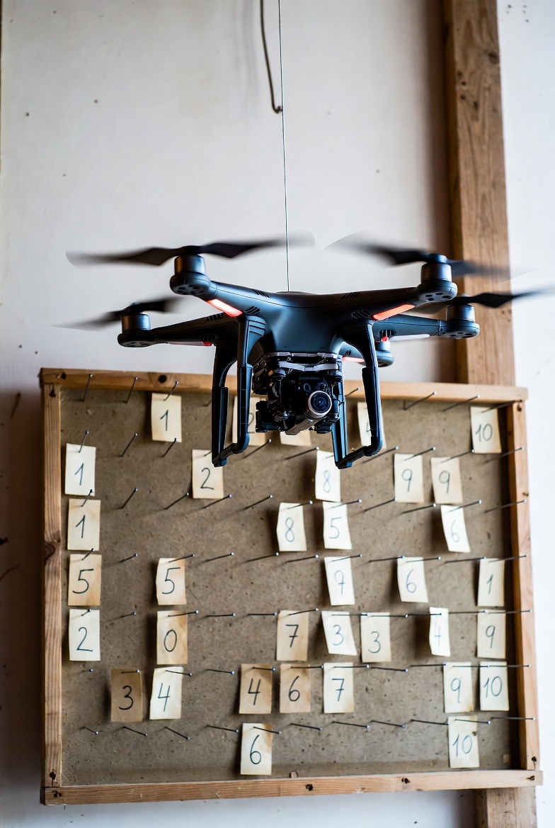 Квадрокоптер читает показания воздухе